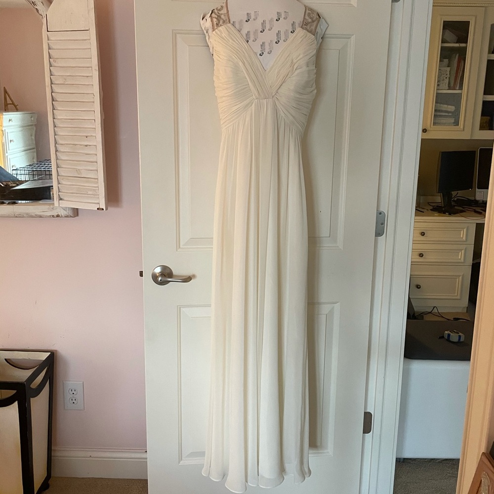 Aidan Mattox Beaded Back Ivory Gown